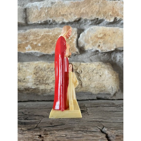 Vintage Plastic 1st Holy Communion Cake Topper Girl & Jesus Figure Original Box - Picture 4 of 10